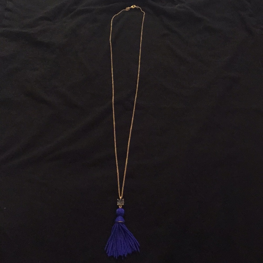 Cobalt blue tassel necklace